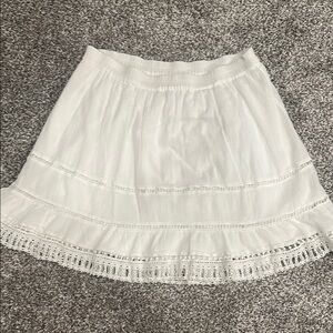 Old Navy Cream Skater Mini Skirt with Pleats and Ruffles